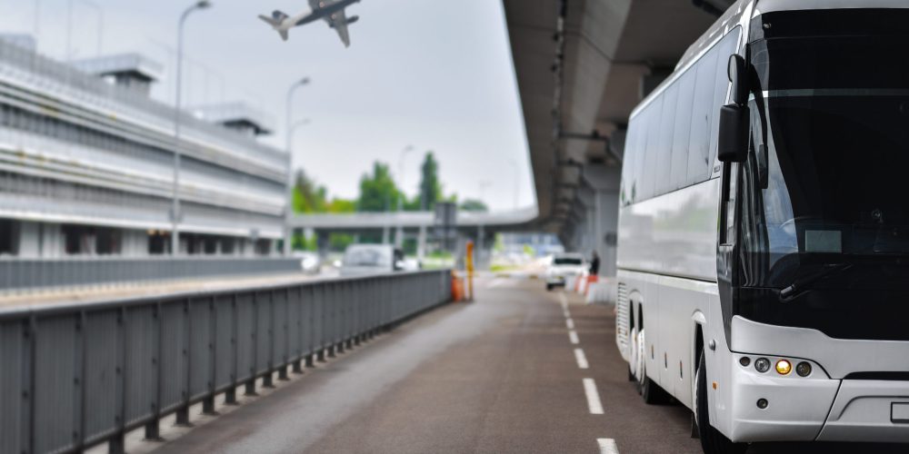 shuttle bus brought people to the airport for the flight